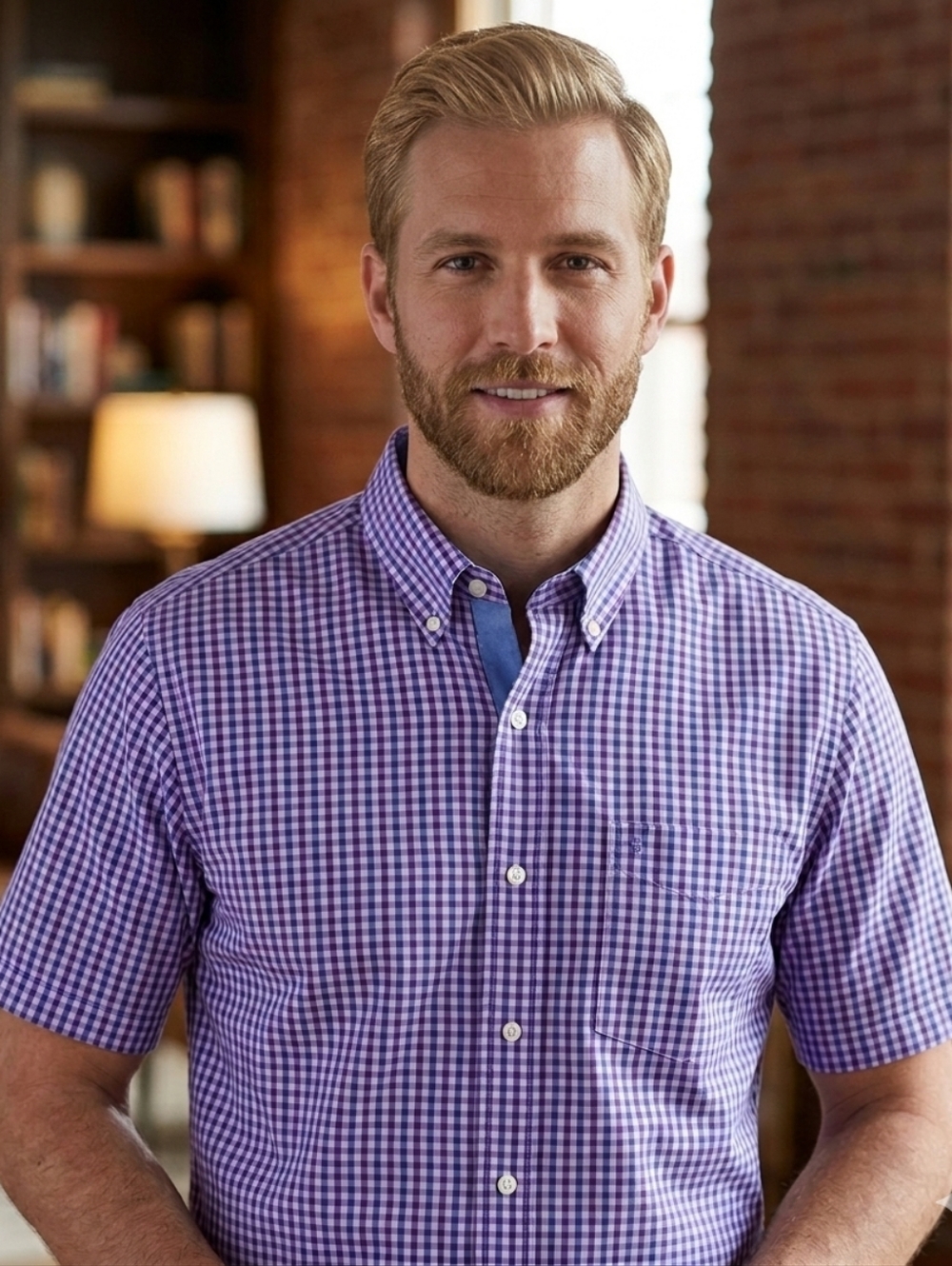🌿Chaps Men's Blue & Purple Check Button Down Shirt, size XL - Picture 8 of 9